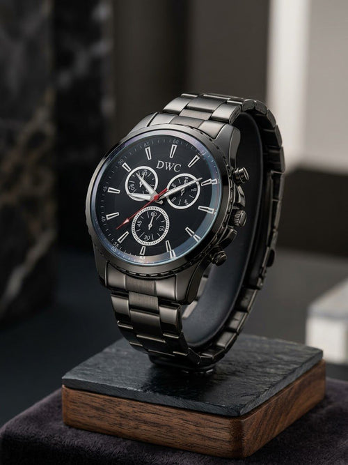 DWC Men's Stainless Steel Chronograph Watch – Black Dial