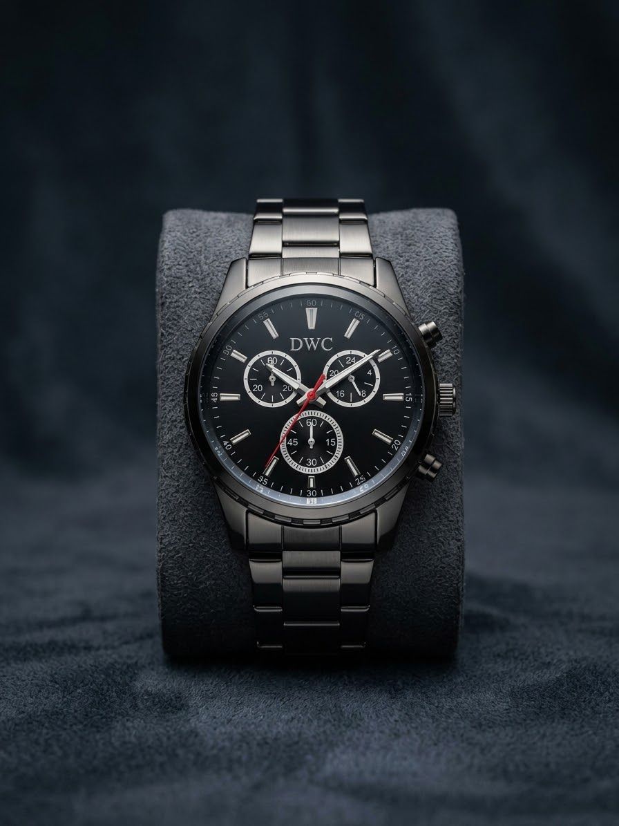 DWC Men's Stainless Steel Chronograph Watch – Black Dial